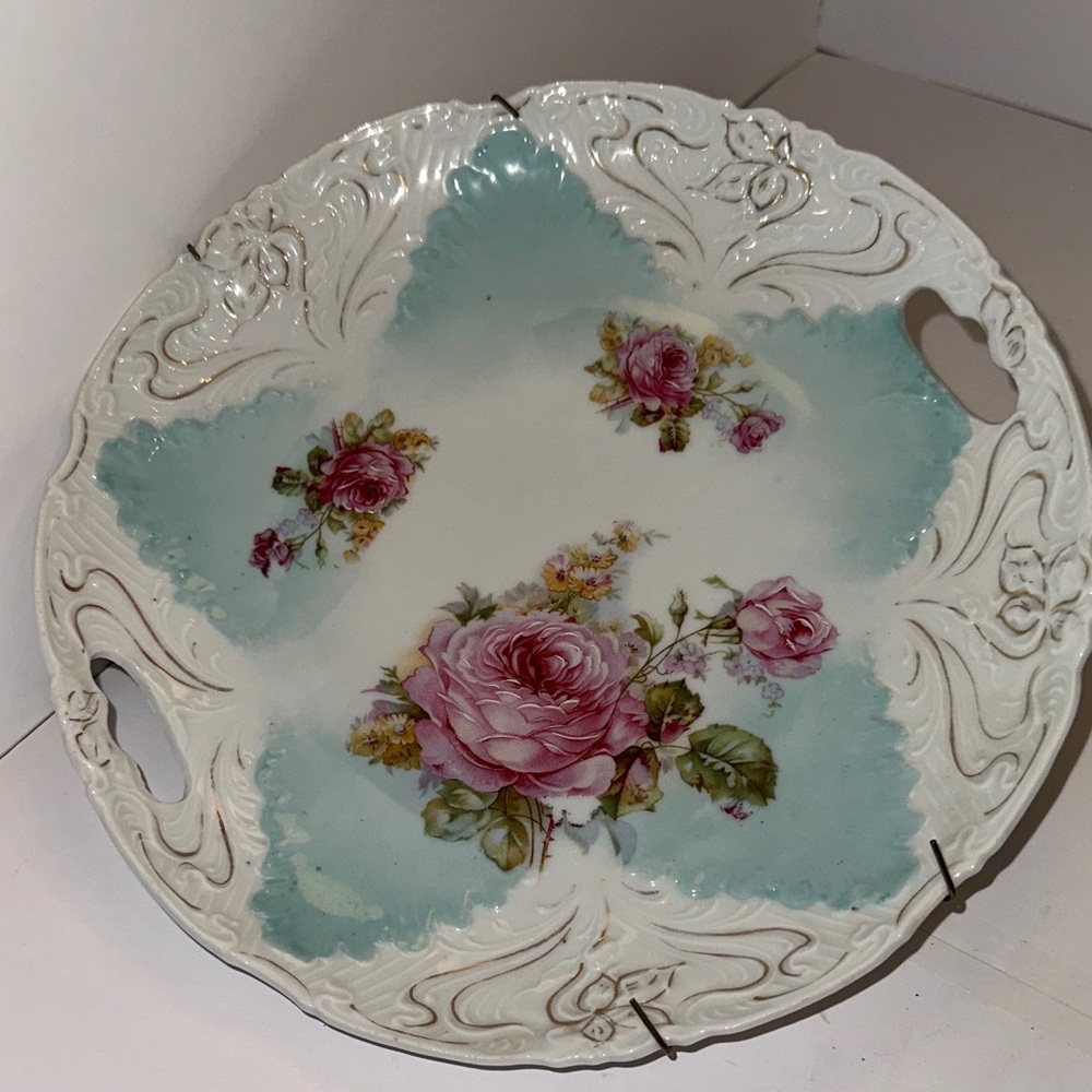 Floral Decorative Plate with Handles